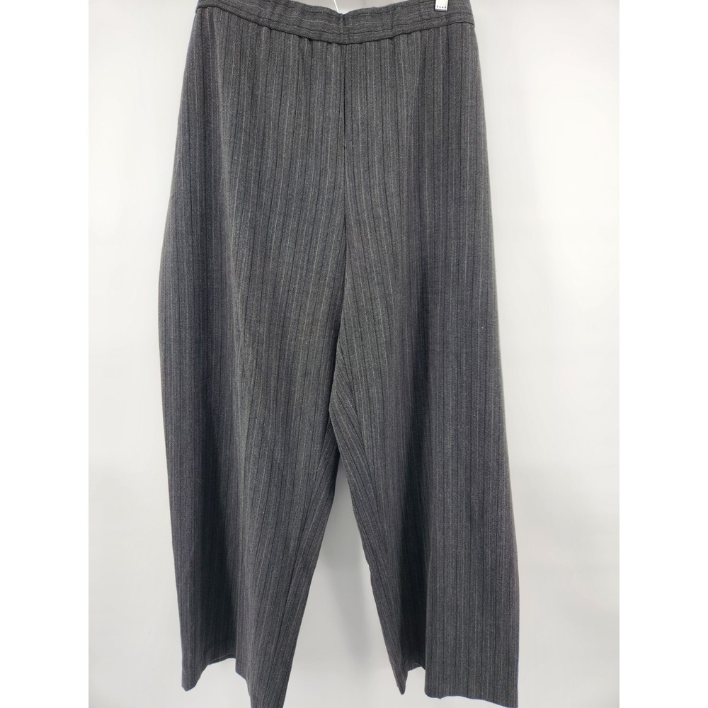 Briggs New York Womens 3X Grey Pinstripe Wide Leg Elastic Waist Dress Pants